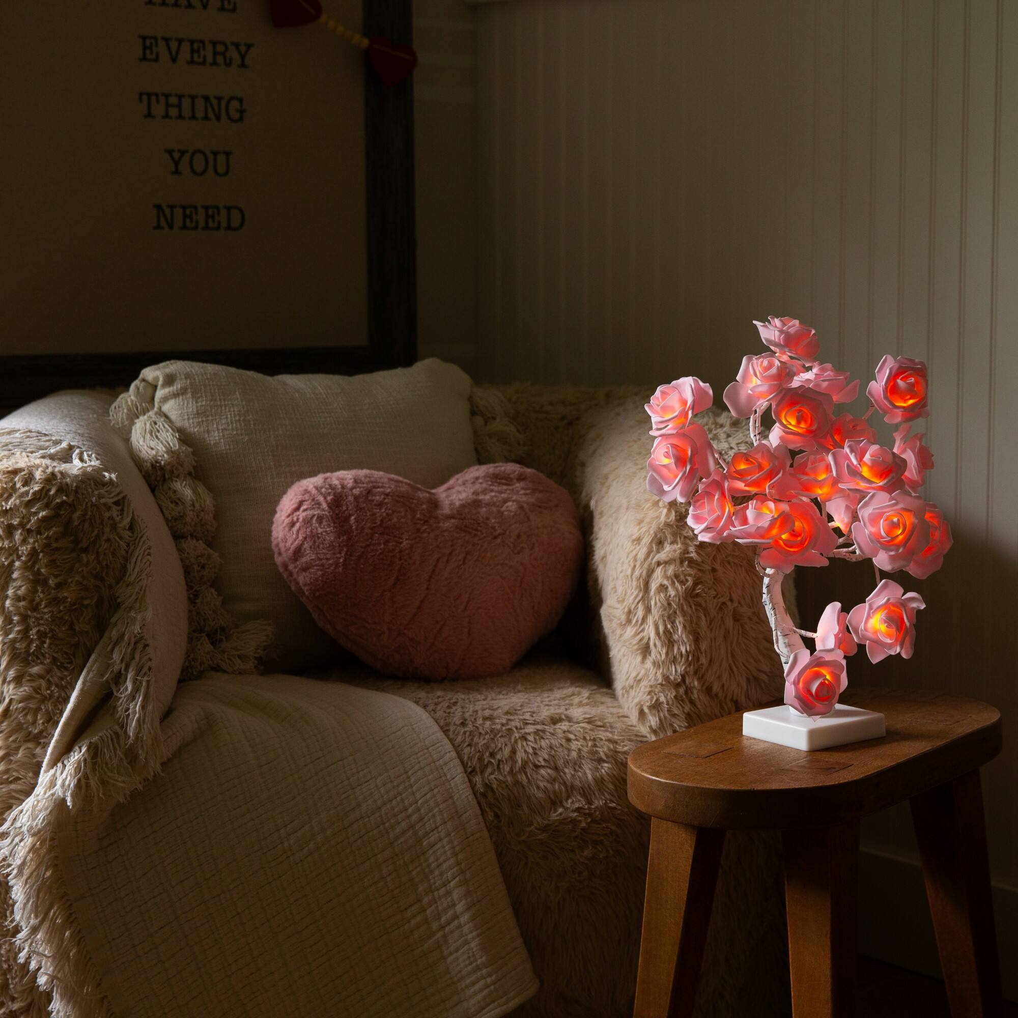 2ft. Pre-Lit Artificial Valentine's Day Twig Tree with 24 Rose Shaped LED Lights